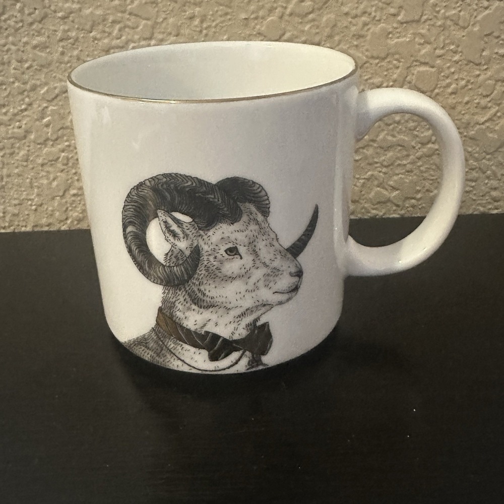 Rachel Kozlowski + West Elm Gilded Dapper Animal Ram Mug‎ Coffee Cup